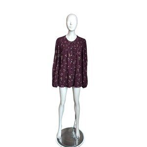 Loft Purple Flower Patterned Blouse